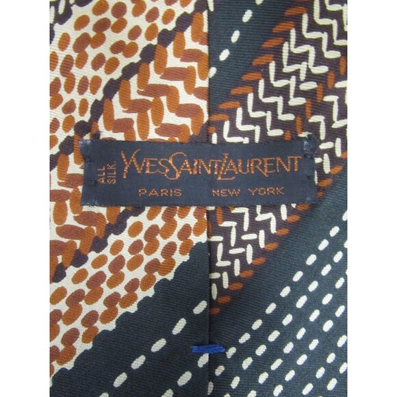 VINTAGE Yves Saint Laurent Neck Tie Silk Printed Formal Logo Designer* - Picture 4 of 9